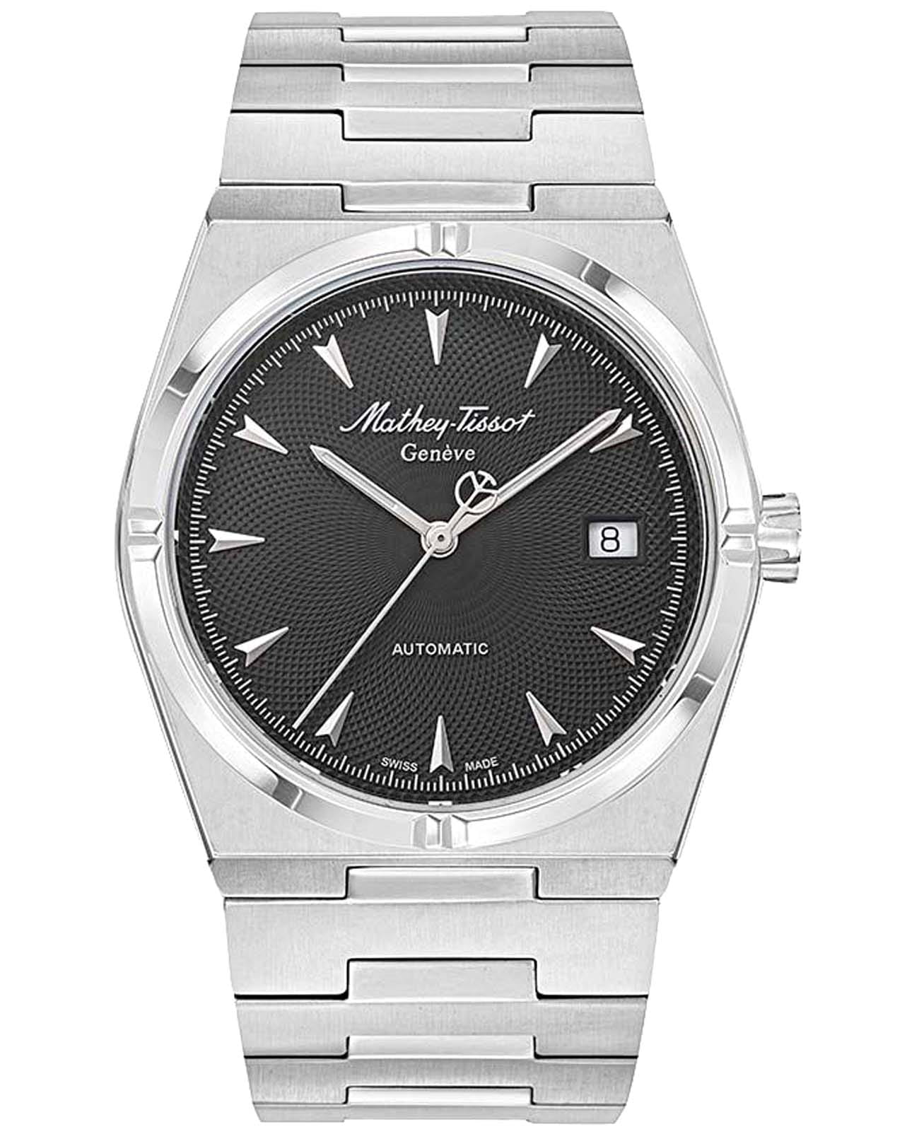 Mathey-Tissot Mathey-Tissot Zeus H118ATAN  H118ATAN механические мужские часы черный циферблат, браслет нержавеющая сталь — вид спереди