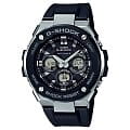 Casio Casio G-Shock GST-W300-1A GST G-Steel GST-W300-1A электронные мужские часы  черный циферблат, браслет силикон — вид спереди