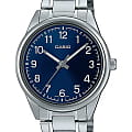 Casio Casio Collection MTP-V005D-2B4UDF (MTP-V005D-2B4)  MTP-V005D-2B4 кварцевые мужские часы синий циферблат, браслет нержавеющая сталь — вид спереди