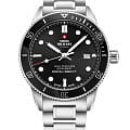 Swiss Military by Chrono Swiss Military by Chrono Сверхточные SM34088.01  SM34088.01 кварцевые мужские часы  черный циферблат, браслет нержавеющая сталь — вид спереди