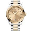 Omega Omega Seamaster Aqua Terra 220.20.34.20.08.001 Aqua Terra 22020342008001 механические женские часы  золотой циферблат, браслет нержавеющая сталь + золото 18к — вид спереди