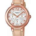 Casio Casio Sheen SHE-3048PGL-7BUER  SHE-3048PGL-7B кварцевые женские часы  серебристый циферблат, браслет кожаный — вид спереди