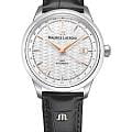 Maurice Lacroix Maurice Lacroix 1975 Automatic Vagues Du Jura GMT 756048-SS001-130-2  756048-SS001-130-2 механические мужские часы белый циферблат, браслет кожаный — вид спереди