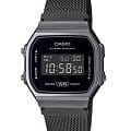 Casio Casio Vintage A168WEMB-1BDF (A168WEMB-1B)  A168WEMB-1B электронные мужские часы черный циферблат, браслет сталь с ip покрытием — вид спереди