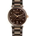 Rado Rado LaCoupole Diamonds R22242703  R22242703 кварцевые женские часы коричневый циферблат, браслет высокотехнологичная керамика + нержавеющая сталь с pvd покрытием — вид спереди