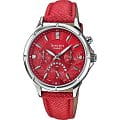 Casio Casio Sheen SHE-3047L-4A  SHE-3047L-4A кварцевые женские часы  красный циферблат, браслет кожа + текстиль — вид спереди