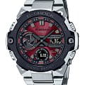 Casio Casio G-Shock GST-B400AD-1A4 GST G-Steel GST-B400AD-1A4 электронные мужские часы красный циферблат, браслет нержавеющая сталь — вид спереди