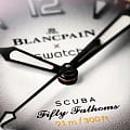 Оригинальные часы Swatch Swatch x Blancpain Pacific Ocean SO35P100C механические калибр механизма sistem51 общий вид