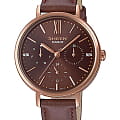 Casio Casio Sheen SHE-3064PGL-5AUER  SHE-3064PGL-5AUER кварцевые женские часы коричневый циферблат, браслет кожаный — вид спереди
