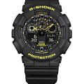 Casio Casio G-Shock GA-100CY-1ADR (GA-100CY-1A) электронные мужские часы часы, крупный план черный циферблат
