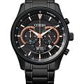 Citizen Citizen Chronograph AN8195-58E  AN8195-58E кварцевые мужские часы  черный циферблат, браслет нержавеющая сталь с ip-покрытием — вид спереди