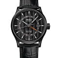 Mido Mido Multifort Dual Time M038.429.36.051.00  M0384293605100 механические мужские часы черный циферблат, браслет кожаный — вид спереди