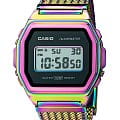 Casio Casio Vintage A1000PRW-1  A1000PRW-1ER электронные мужские часы черный циферблат, браслет сталь с ip покрытием — вид спереди