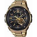 Casio Casio G-Shock GST-210GD-1A GST G-Steel GST-210GD-1A электронные мужские часы черный циферблат, браслет 18-каратное желтое золото — вид спереди