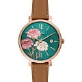 Fossil Fossil Jacqueline ES5274  ES5274 кварцевые женские часы зеленый циферблат, браслет кожаный — вид спереди