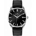 Jacques Lemans Jacques Lemans 1-1769C  1-1769C кварцевые мужские часы черный циферблат, браслет кожаный — вид спереди