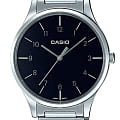 Casio Casio Collection LTP-E140DD-1B Retro LTP-E140DD-1BEF кварцевые женские часы черный циферблат, браслет 18-каратное желтое золото — вид спереди
