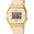 Casio Casio Vintage LA680WEGL-4EF  LA680WEGL-4EF кварцевые женские часы   циферблат, браслет кожаный — вид спереди