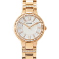 Fossil Fossil Carlie  ES3284  ES3284 кварцевые женские часы серый циферблат, браслет нержавеющая сталь + золото 18к — вид спереди