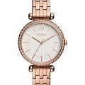 Fossil Fossil Carlie  BQ3497  BQ3497 кварцевые женские часы белый циферблат, браслет сталь с ip покрытием — вид спереди