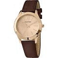 Jacques Lemans Jacques Lemans 1-1840C  1-1840C автокварц (кинетик) женские часы золотой циферблат, браслет кожаный — вид спереди