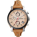 Fossil Fossil Carlie  ES4177  ES4177 кварцевые женские часы бежевый циферблат, браслет кожаный — вид спереди