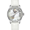 Hamilton Hamilton Jazzmaster Open Heart Lady Auto H32205890  H32205890 механические женские часы  перламутровый циферблат, браслет кожаный — вид спереди