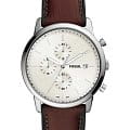 Fossil Fossil FB-02  FS5849  FS5849 кварцевые мужские часы белый циферблат, браслет кожаный — вид спереди