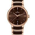 Rado Rado Centrix Automatic R30017302 Automatic R30017302 механические мужские часы  коричневый циферблат, браслет высокотехнологичная керамика + нержавеющая сталь с pvd покрытием — вид спереди