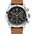 Breitling Breitling Super Avi B04 Chronograph GMT 46 P-51 Mustang AB04453A1B1X1  AB04453A1B1X1 механические мужские часы черный циферблат, браслет кожаный — вид спереди