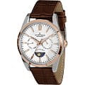 Jacques Lemans Jacques Lemans 1-1901C  1-1901C кварцевые мужские часы белый циферблат, браслет кожа + текстиль — вид спереди