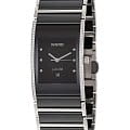 Rado Rado Integral R20758759  R20758759 кварцевые женские часы  черный циферблат, браслет сталь + керамические вставки — вид спереди