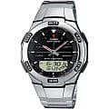 Casio CASIO WAVE CEPTOR WVA-105HDE-1A  WVA-105HDE-1A кварцевые мужские часы черный циферблат, браслет нержавеющая сталь — вид спереди